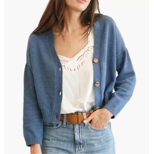 Paneros Clothing Women's Cotton Diana Crop Cardigan Sweater Denim blue size XXS